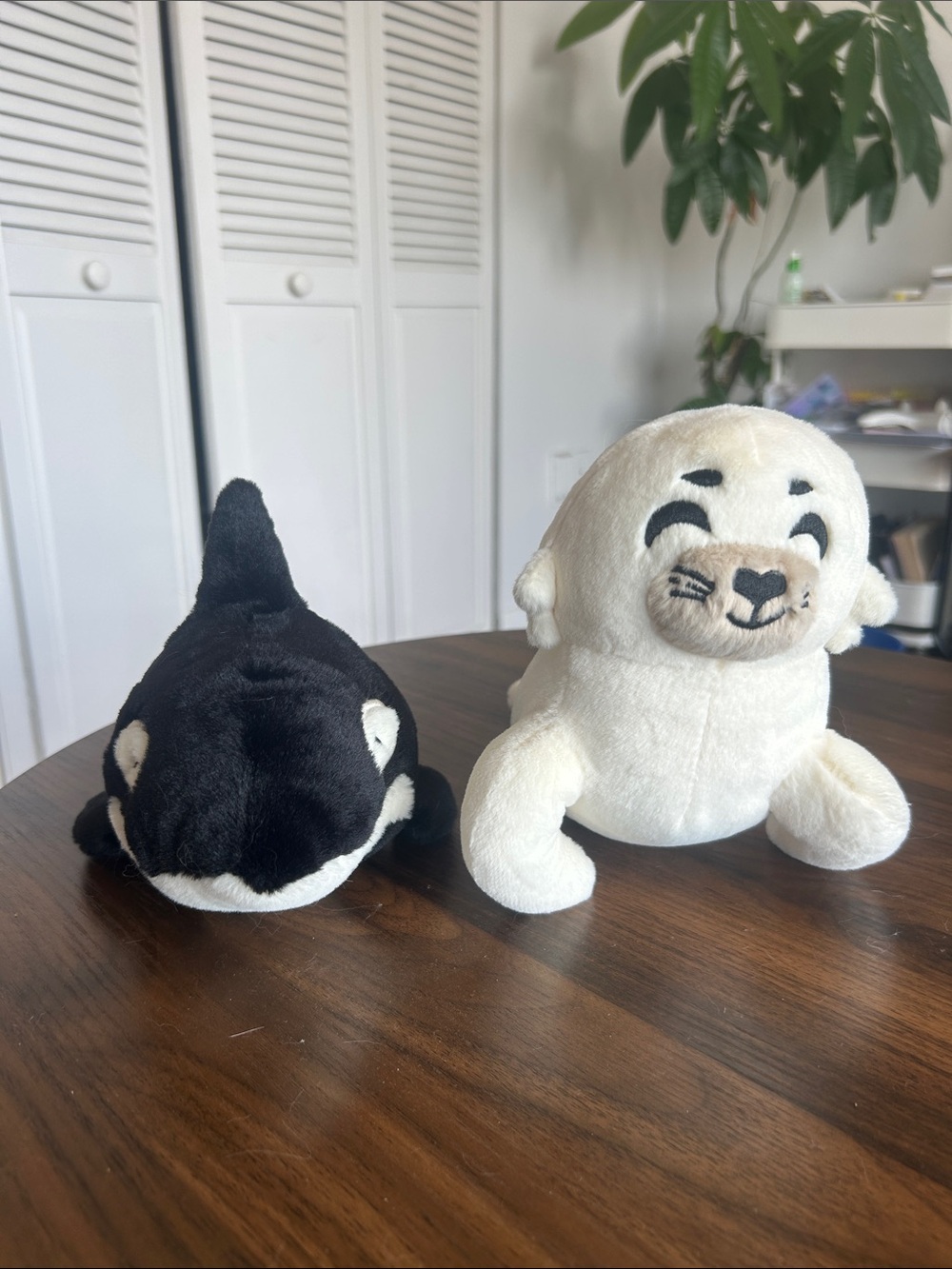 Black Orca and White Seal Plush Toy Pair - Soft Stuffed Animals